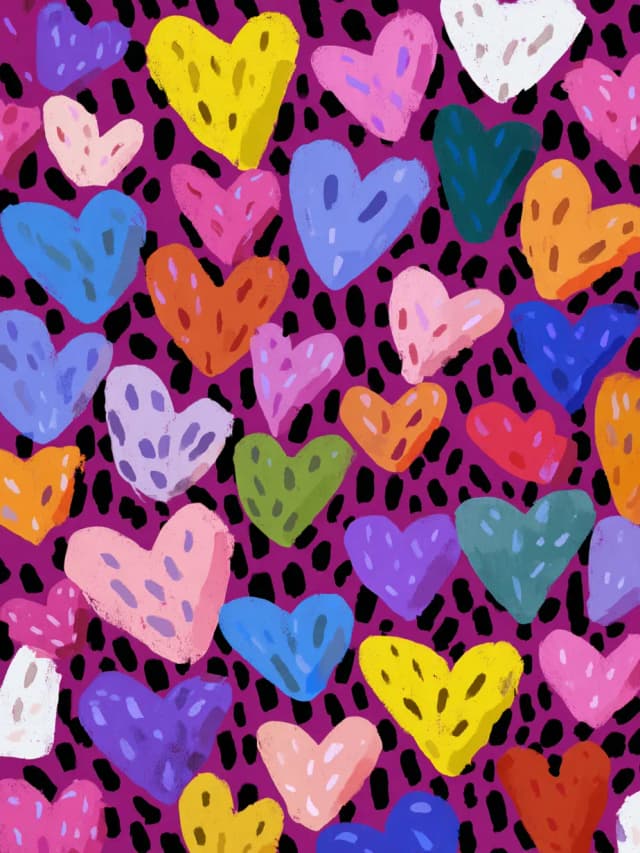 Milticoloured Heart Pattern Card